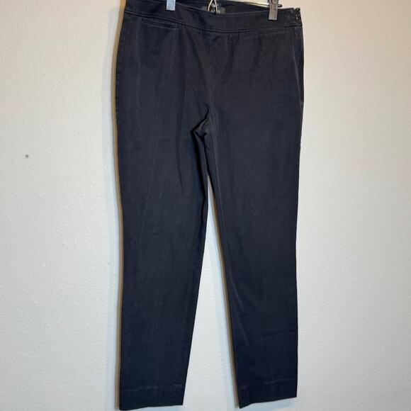 Talbots ankle pants black Chatham flat front side zip  stretch cotton Sz 10 - Picture 2 of 9